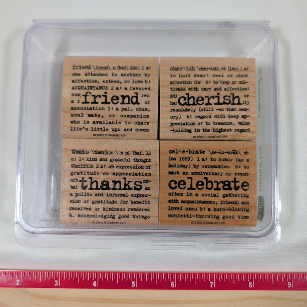 Lot #14 Stampin' Up Dictionary Word Rubber Stamps Friend Thanks Cherish 4 Pc